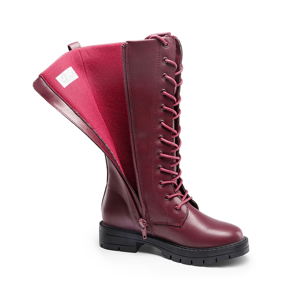 Girls Non-Slip Knee High Riding Boots - RED WINE - 3